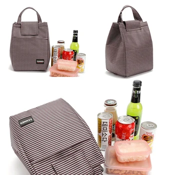 

2020 Hot Sale Fashion Striped Lunch Bag Lunch Box Portable Insulated Cloth Thermal Food Picnic Multifunctional Lunch Bags