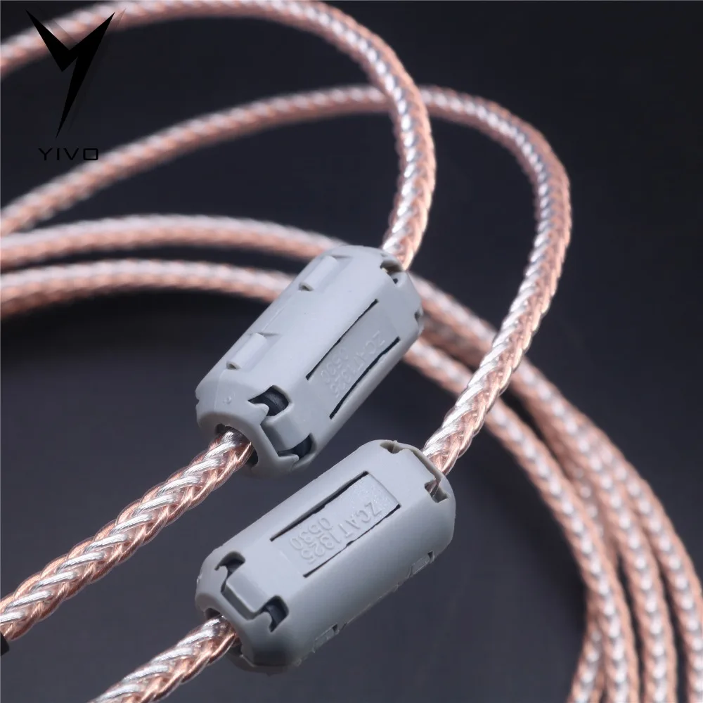 2pcs RCA to RCA Hi end HIFI OFC pure copper silver mixed Headphone Earphone Extension Audio Wire Cord Aux Cable Cables