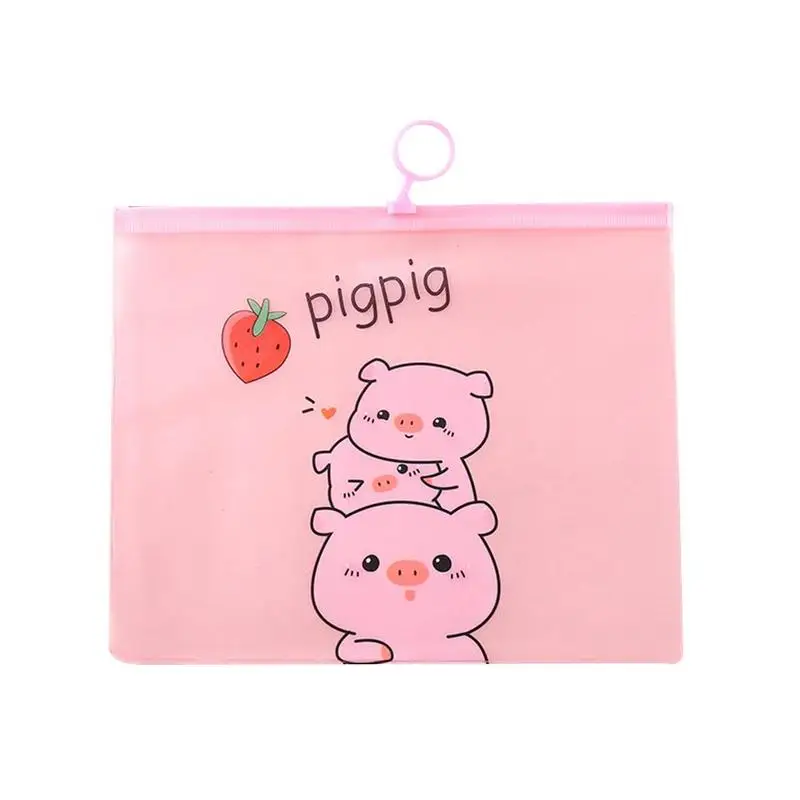 Kawaii ПВХ сумки для документов мультфильм свинья файл папка карандаш кольцо файл сумки контракт канцелярские сумки бумага для органайзера Чехол Держатель E6X9
