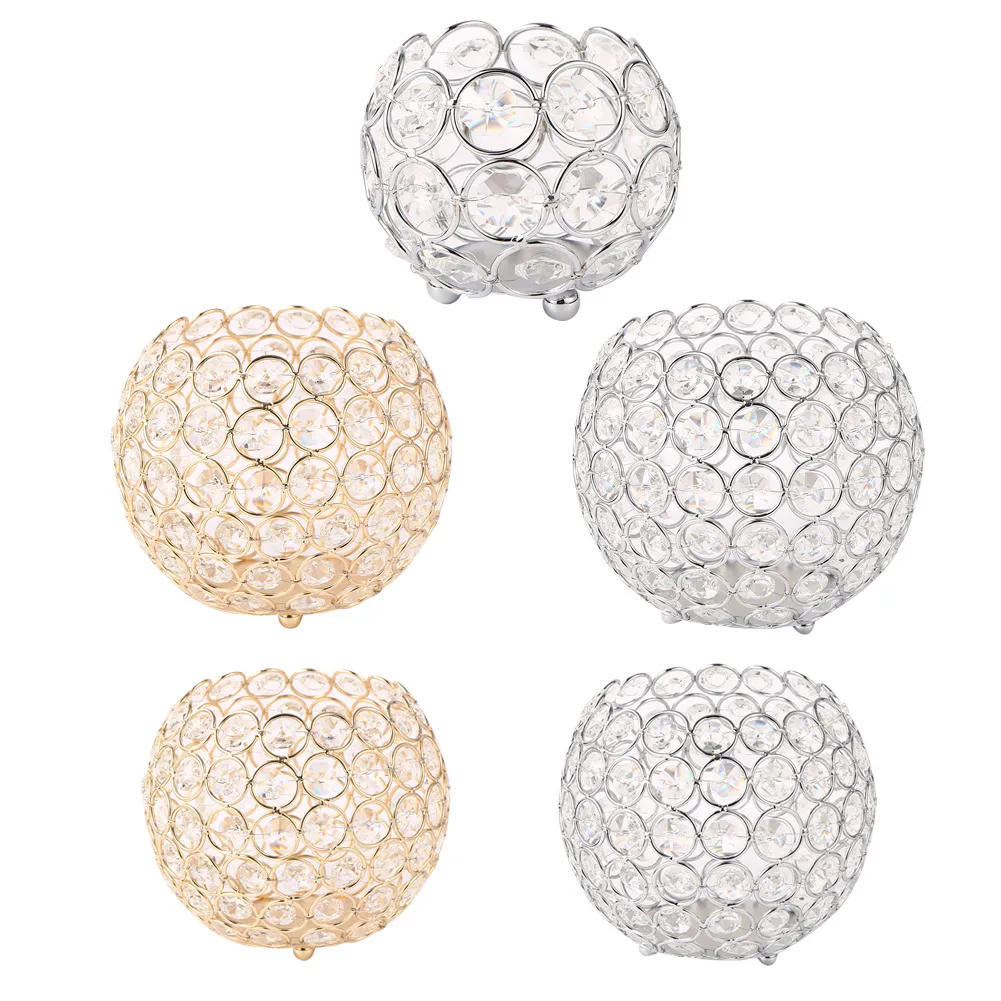 Crystal Tealight Candle Lantern Holders Silver Gold Crystal Bowl Candle