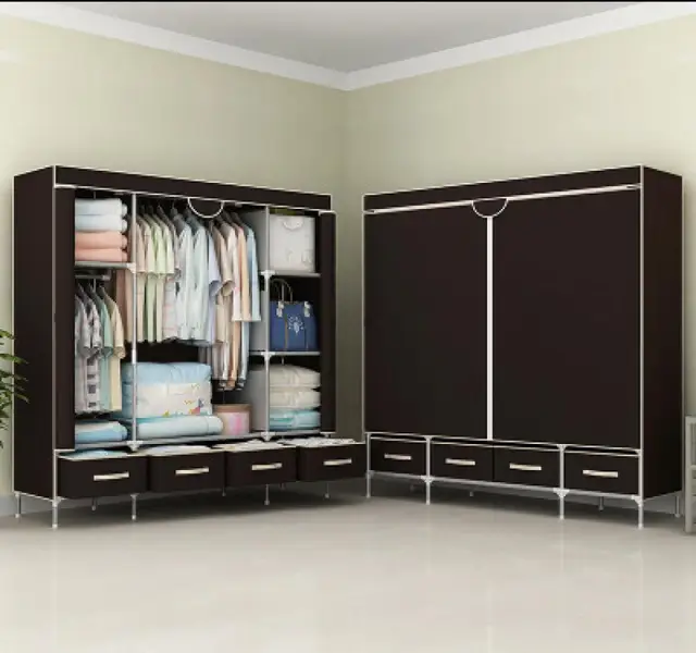 Non-Woven Fabrics Wardrobe Coffee Fabric Closet Portable Folding Dust-proof Waterproof Storage Cabinet Bedroom Home Furniture 14  150x45x170cm