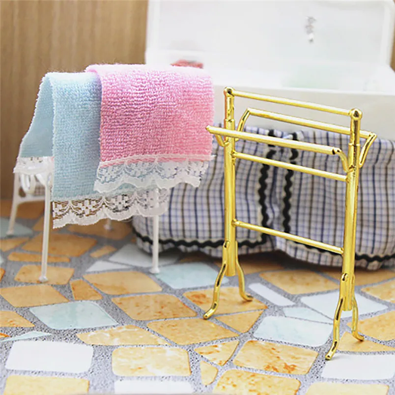 112 16 Dollhouse Miniature Scene Model Mini Towel Rack Pretend Play Toy Happy Life Mini Accessory 112 30AG02 (4)