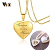 Vnox Personalized Heart Locket Pendant for Women Men Photo Frame Necklaces Stainless Steel Always in My Heart Unique Custom Gift ► Photo 1/6