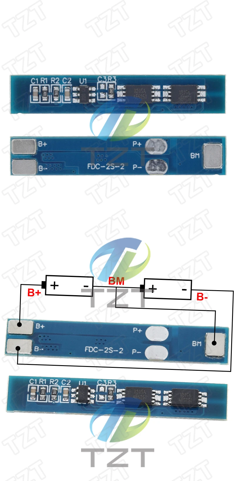 TZT 1/5PCS 2S 3A Li-Ionen-Lithium-Batterie 7,4V 8,4V 18650 Lade- und Schutzplatine BMS PCM für Li-Ionen-Lipo-Batteriezellenpaket – Detail 7