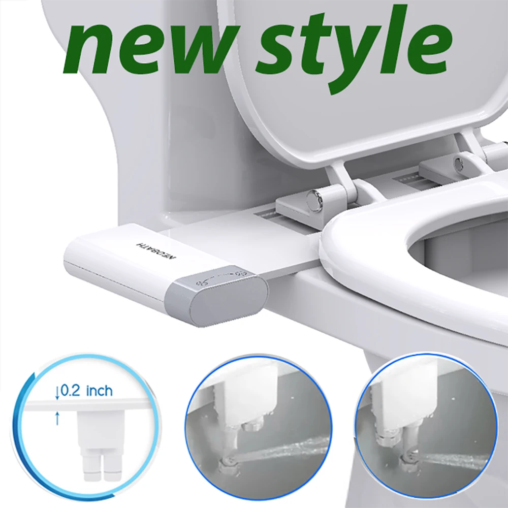 

Ultra Thin Toilet Seats Bidet Non-Electric Bidet Attachment Self-Cleaning Dual Nozzle Toilet Sprayer Muslim Shower Ass Clean