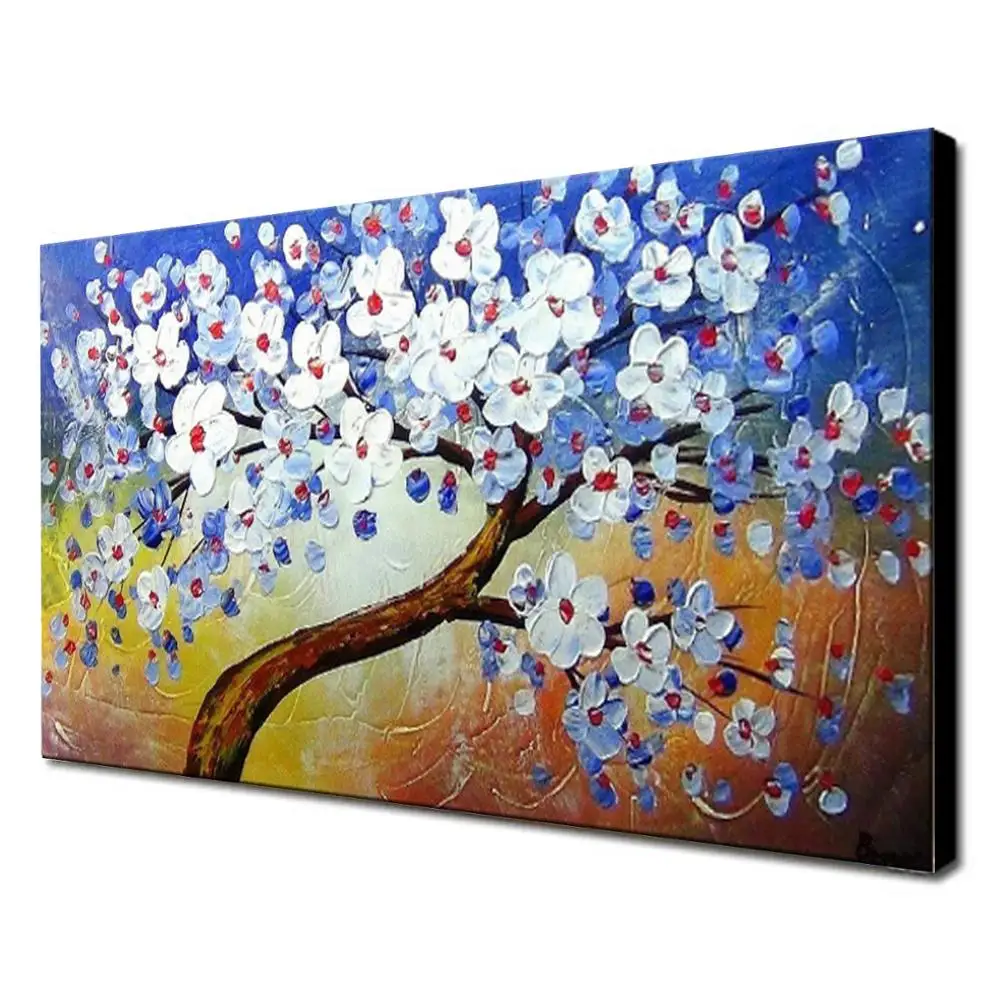 Hand Painte White Flower Tree Modern Texture Knife Oil Painting Home Interior Wall Art Large On Canvas Decoration Living Room | Дом и сад