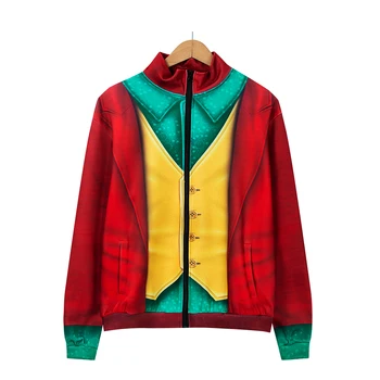 

2020 New Clown Cosplay Costume 3D Anime Printed Joker Coat Zipper Jacket Sweatshirts Tracksuit Fitness Sportswear