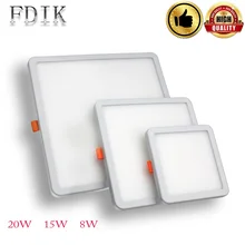 Ультра тонкий светодиодный встраиваемый светильник 6 Вт 8 Вт 15 Вт 20 Вт 220 В квадратная Круглая Панель-лампа офисная лампа белый/теплый белый патент