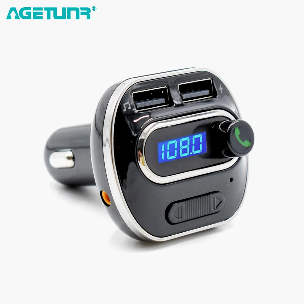 AGETUNR Bluetooth автомобильный комплект громкой связи MP3 плеер fm-передатчик 2 USB 5 В 3.4A Поддержка TF карты и USB музыка и AUX линейный выход