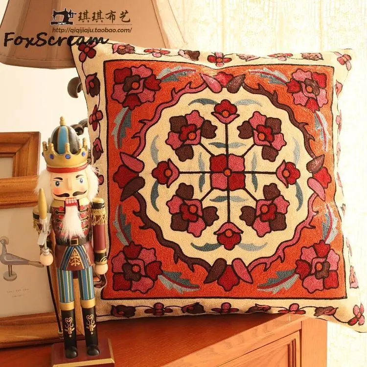 Boho подушки с вышивкой, цветочные декоративные подушки, красная вышитая подушка, Геометрическая наволочка cojin bordada для дивана - Цвет: 10