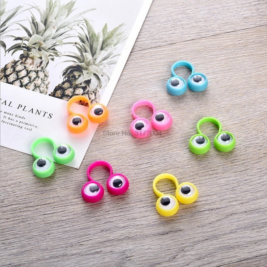 DHL 10bag 200pcs/bag Eye Finger Puppe Plastic Rings with Wiggle Eyes