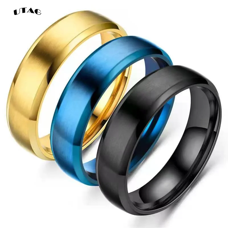 Utag Trendy Anelli Neri In Acciaio Inossidabile Per Donna Fedi Nuziali Uomo Gioielli Larghezza 6Mm
