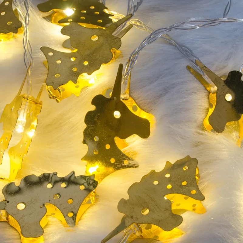 

Tung Cheng LED Colored Lamp Modeling Festival Decorations Animal Head Pendant Animal Lighting Chain Iron Art Gold Unicorn Batter
