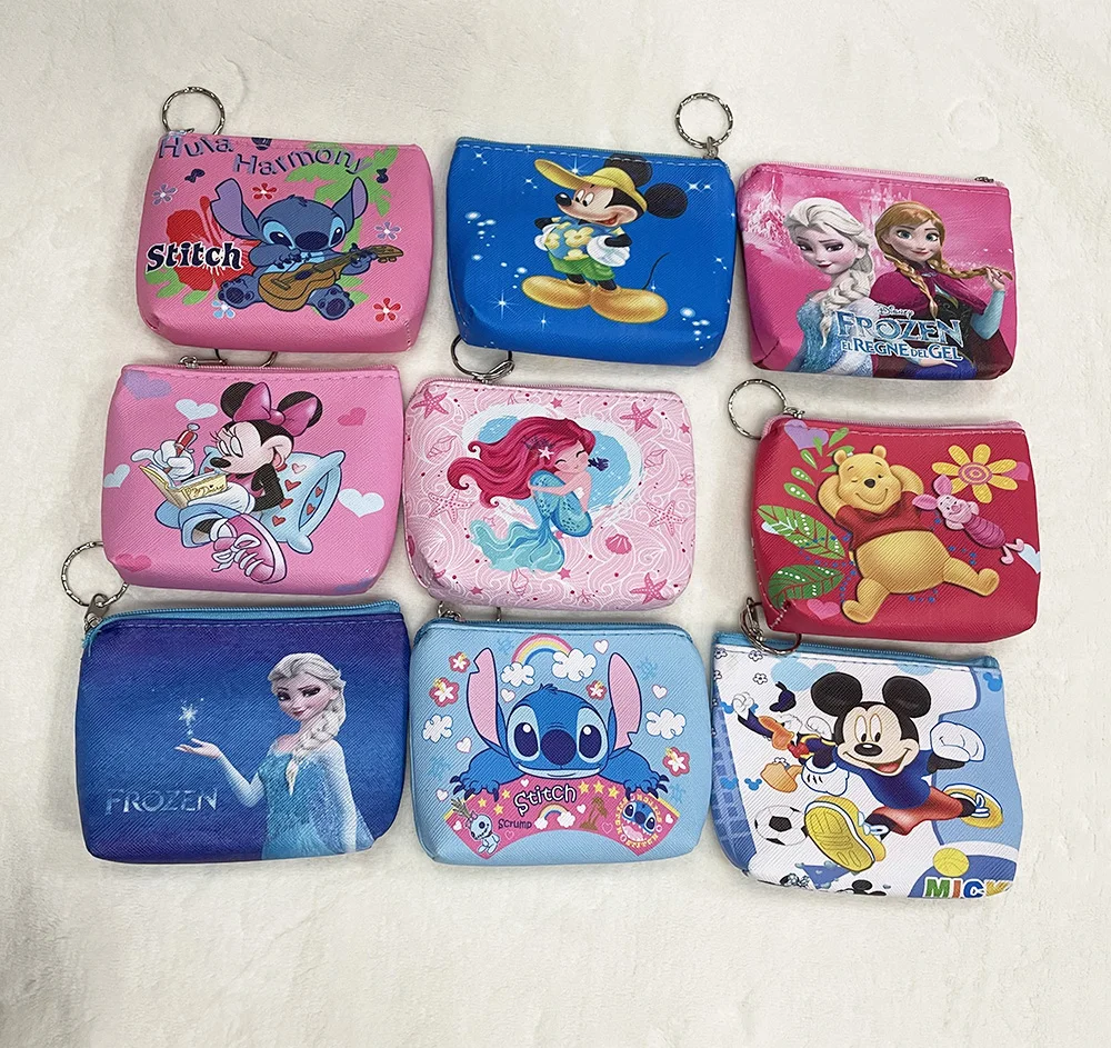Monedero de dibujos animados de princesa de Disney para niños, monedero de sirena, Frozen, Elsa, monedero, billetera de felpa de Mickey