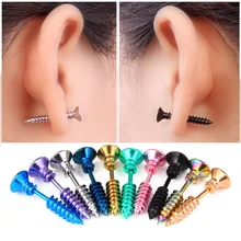 1 Pair Punk Style Stainless Steel Stud Earrings Men Women Ear Jewelry Rock Gothic Unisex Piercing Earrings Jewelry Wholesale