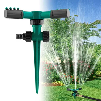 

360 Degree Auto Rotating Garden Sprinklers Automatic Watering Grass Lawn Water Sprinkler 3 Arms Nozzles Garden Irrigation Tools
