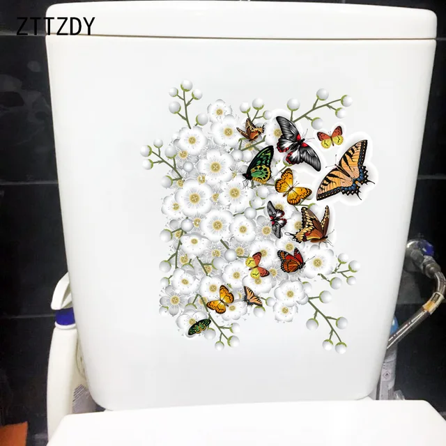 Zttzdy 21,3Cm × 24,7 Cm Virág Ág Pillangó Fali Matricák Falfestmény Wc Dekoráció Otthoni Kiegészítők T2-1008