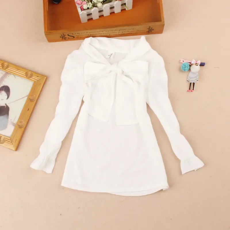 Spring long sleeve turn-down collar blouses school girl blouse top children kids shirt toddler teen girls white shirts JW1467A