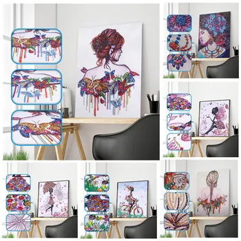 

Fashion Special Shaped Diamond Painting DIY 5D Partial Drill Cross Stitch Kits Rhinestones woman pattern Embroidery Arts toys