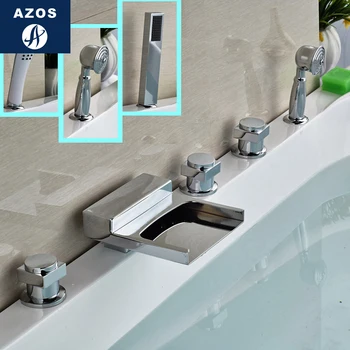 

Azos Split Bathtub Faucet Waterfall Mixing Valve Brass Chrome Cold and Hot Switch Two Function Northern Europe Pressurized Batht