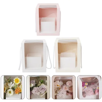 

3pcs Reusable Gift Boxes Clear Window Packing Boxes Co-worker