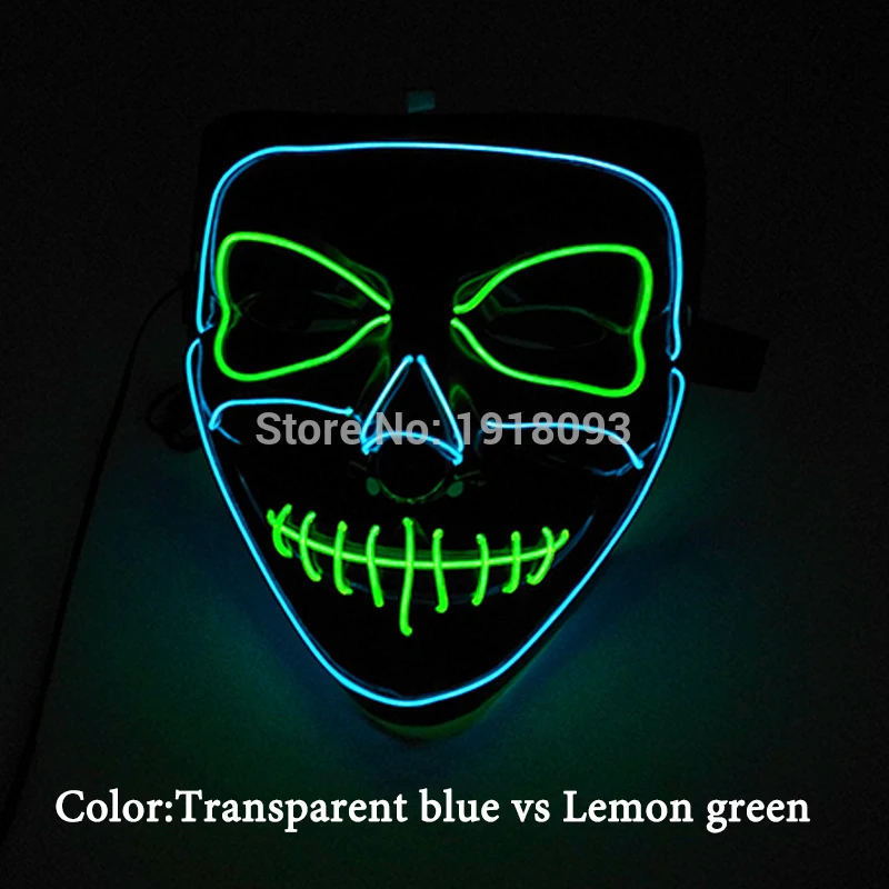 Дизайн, светящаяся светодиодный маска, страшная маска на Хэллоуин, светодиодный, светящаяся, страшная EL Wire маска, светящаяся, праздничный, карнавальный костюм - Цвет: mask 24