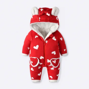 

Children Clothes Baby Winter Thick Jumpsuit Newborn Girl Cute Snowsuit with Fleece Liner Infant New Year Combenizon Snow Overall