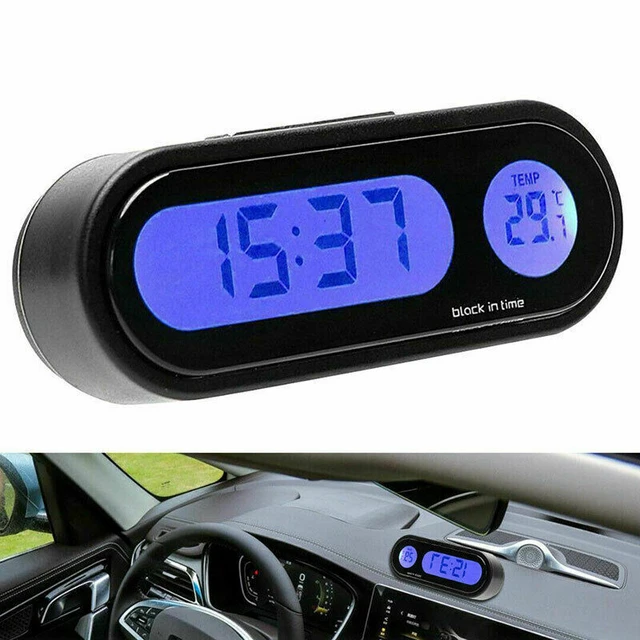 2en1 Voiture Numérique LCD Température Thermomètre Horloge Auto