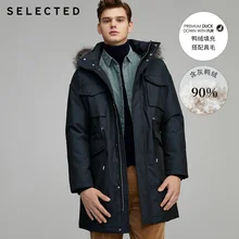 Отборный мужской зимний пуховик средней длины с лисьим мехом на утином пуху S | 419412583