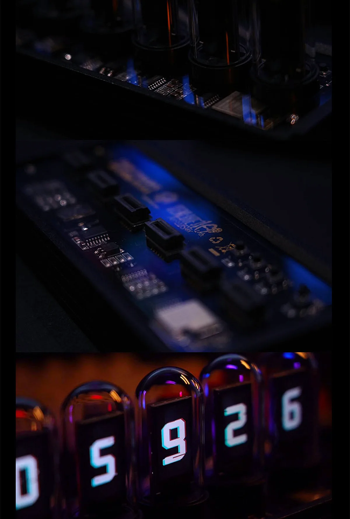 [Ganxin] DIY LED Glow Tube Clock Retro RGB Proposed Glow Tube Clock Desktop Retro Tube Bulb Clock