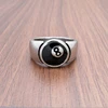 Punk 316L Stainless Steel Black 8 Sliver Color Men's Pool Eight Ball Ring Jewelry 1
