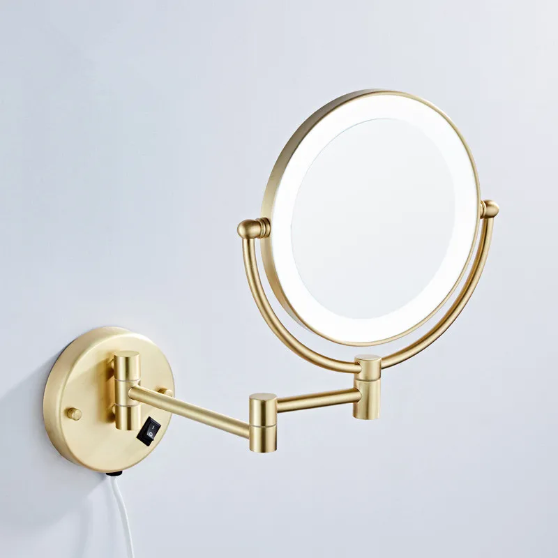 8 Inch LED Makeup Mirror With Plug 3X /1X Magnifying Folding Wall Illuminated Mirror Double Bathroom Mirrors inch 3x magnifying round mirrors two sided retractable bathroom mirror degree swivel makeup mirror