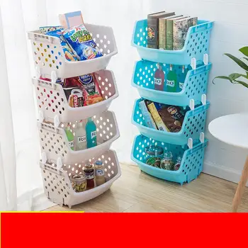 

Kitchen Plastic Shelf Floor Multi-layer Stackable Snack Storage Rack Multifunctional Vegetable And Fruit Basket