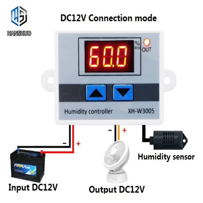 Цифровой светодиодный измеритель влажности, гигрометр, регулятор влажности, переключатель гигростата SHT20, датчик влажности, XH-W3005 W3005, 220 В, 12 В, 24 В