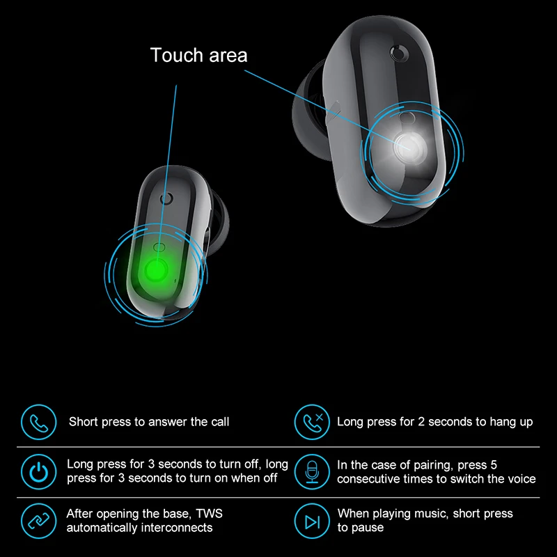 New TWS Wireless earphone Bluetooth earbuds smart watch  Bracelet touch screen Oxygen Watch Band Music Handsfree