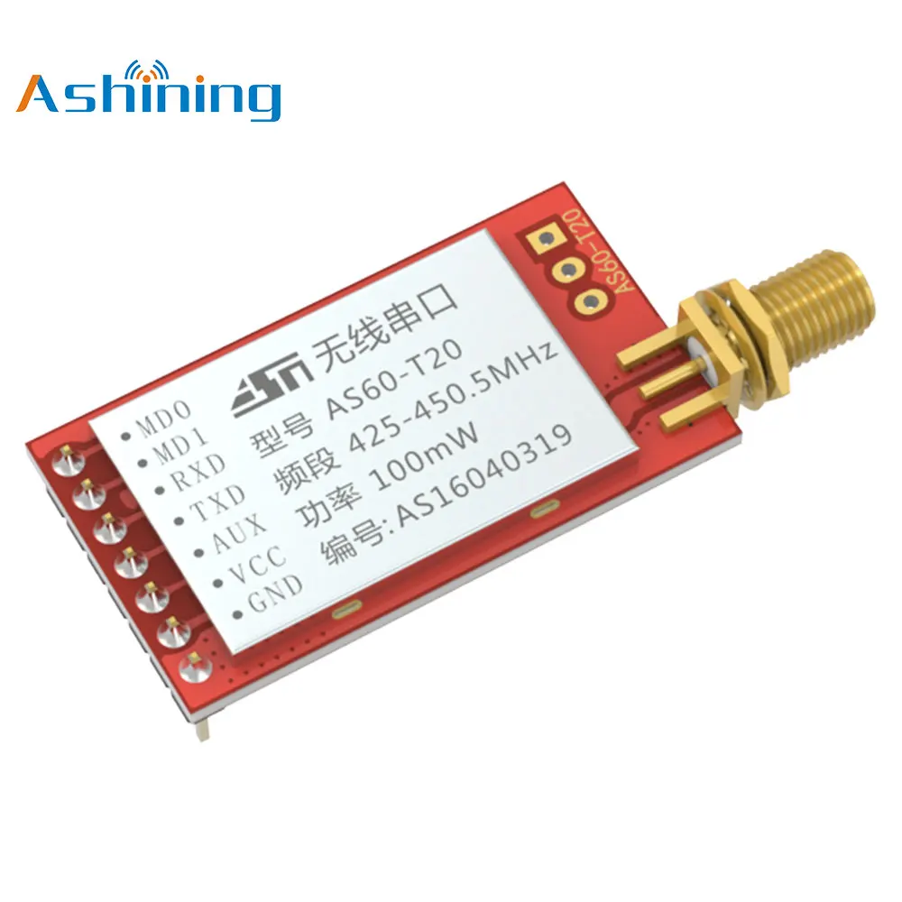 

433MHz 100mW Industrial Wireless Data Transceiver Module AS60-T20 High Stability RF SI4438 FEC AES