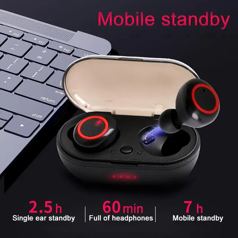 M2 TWS Wireless Mini Headset Bluetooth 5 0 In ear Headphones Stereo Bass Headset Built in Mic with 400mAh Charging Base r30