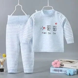 Spring Autumn Children's Sleepwear Suits Pullover Tees Pants 2-Pieces Set Pyjama Clothes Stripe Baby Kids Boy Girl Pajamas 0-4Y cute pajama sets	 Sleepwear & Robes