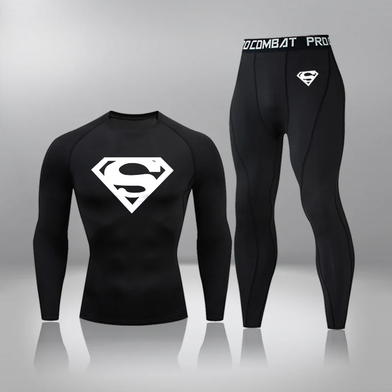 

Men's thermal underwear underpants Kit Sports Compression Clothing tracksuit for men Fitness Superman long base layer set