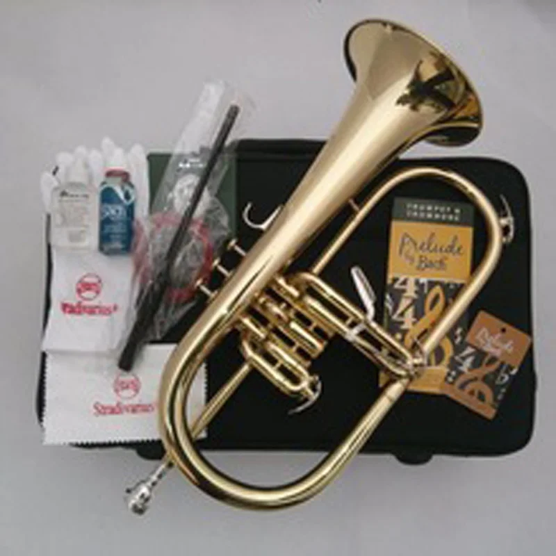 Brand New Professional MFC Flugelhorn 183 Gold Lacquer With Case Profession Flugelhorns Bb Yellow Brass Bell | Спорт и развлечения