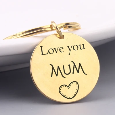 gold Надпись Love You Mum брелок шикарный Выгравированный брелок подарки для мамы день матери Шарм Ювелирный ключ holer - Цвет: gold