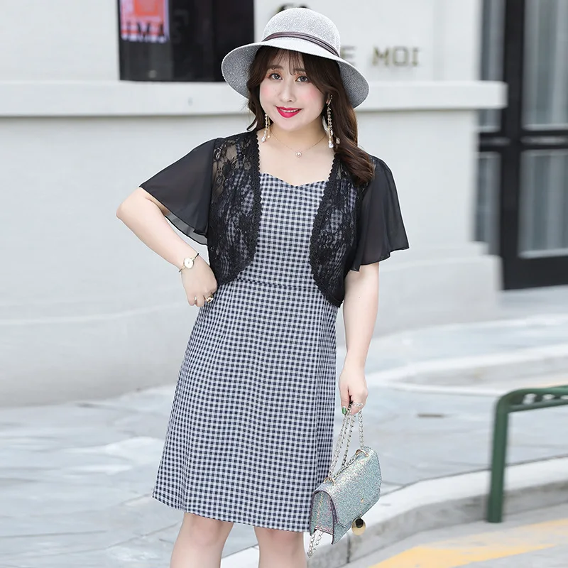 [Xuan chen Garment] Plus-sized Code Large Size Dress 200 of Fat Mm Slimming Strapped Dress a Generation of Fat 1767