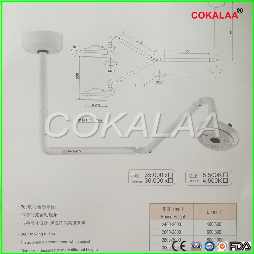 COKALAA 36W Супер яркость стоматологический потолочный светодиодный хирургический тест свет бестеневая лампа Pet хирургическое стоматологическое отделение(90 V-240 V