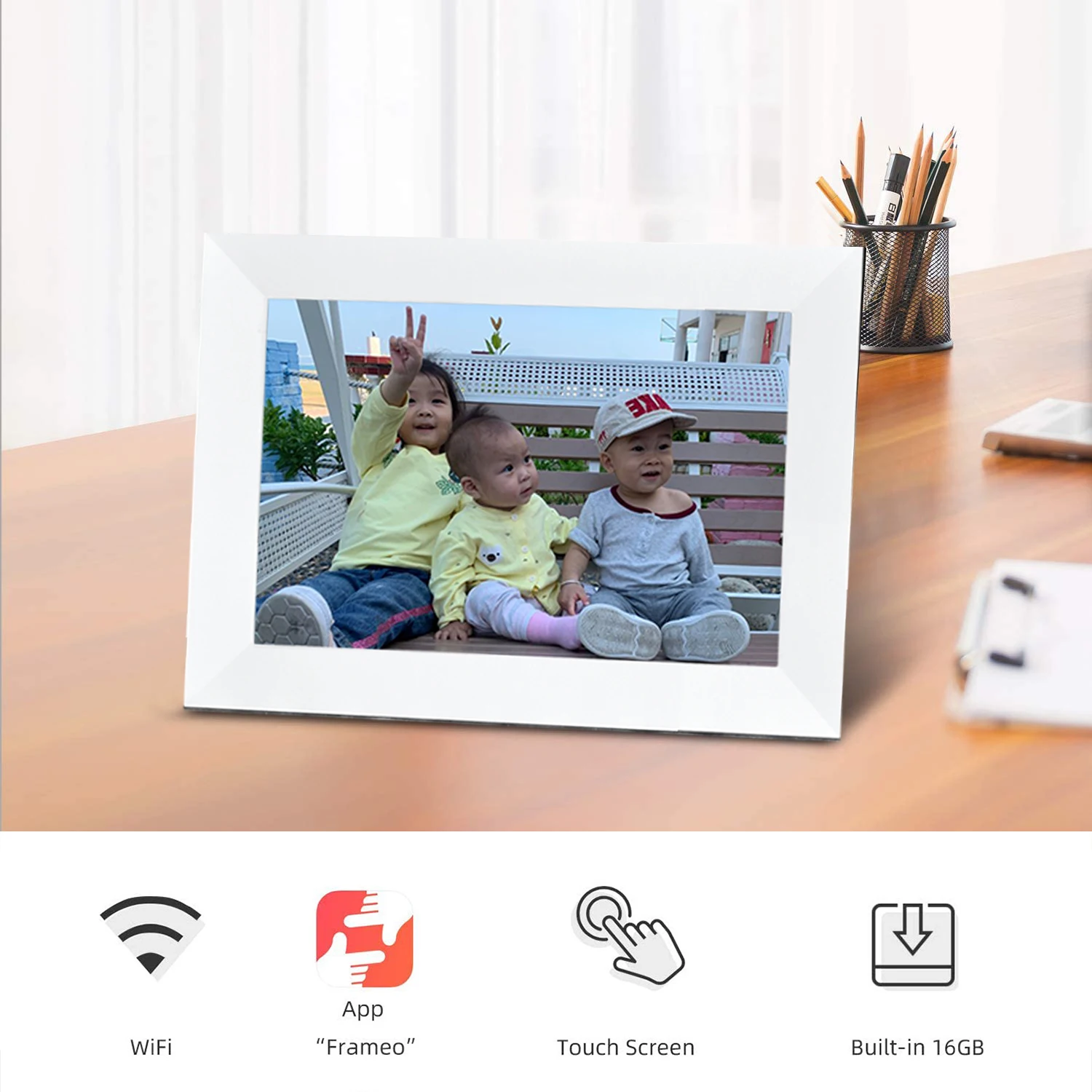 WiFi Digital Photo Frame 8 inch Touch Screen HD Display Picture Frame Wedding Gifts or Brithday Gift Share Photo via Frameo