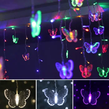 

2019 New LED Butterfly Curtain Light Ices Strip Butterfly Pendant Light String Indoor Outdoor Decoration Christmas wreath S7 #5