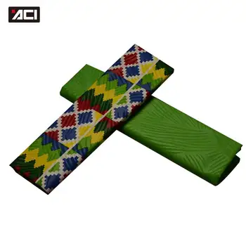 

ACI 2Yards Ghana Kente Fabric Mix 2Yards Plain Dyeing African Ankara Fabric Embossing Pattern Veritable Wax Block Prints Fabric