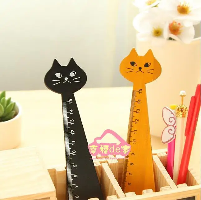 Эллен Брук 1 шт. Новый Кот прямой правитель деревянный Kawaii Канцелярские инструменты мультфильм рисунок подарок корейский Офис Школьные
