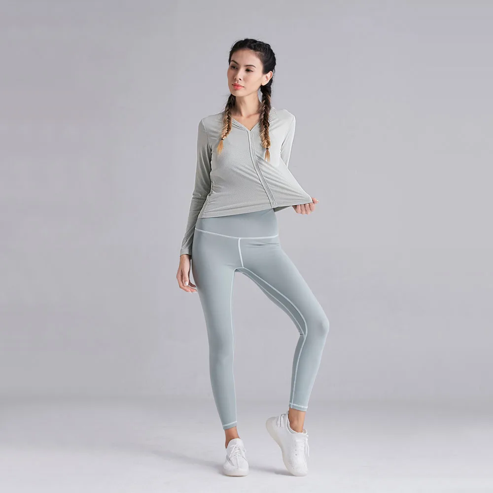 Moonglade Yoga Clothes Fitness Clothes Long-sleeved T-shirt Solid Color Beautiful Back Tops Quick-drying New Sports Running