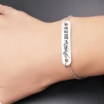 

2019 New kpop Stray Kids Name Birthday Steel Stainless Steel Strip Lettering Bracelet Necklace simple korean style fashion kpop