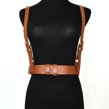 

2020 Sexy Punk PU Leather Belts For Women Brown Black Slim Body Bondage Cage Sculpting Harness Waist Belt Straps Suspenders Belt
